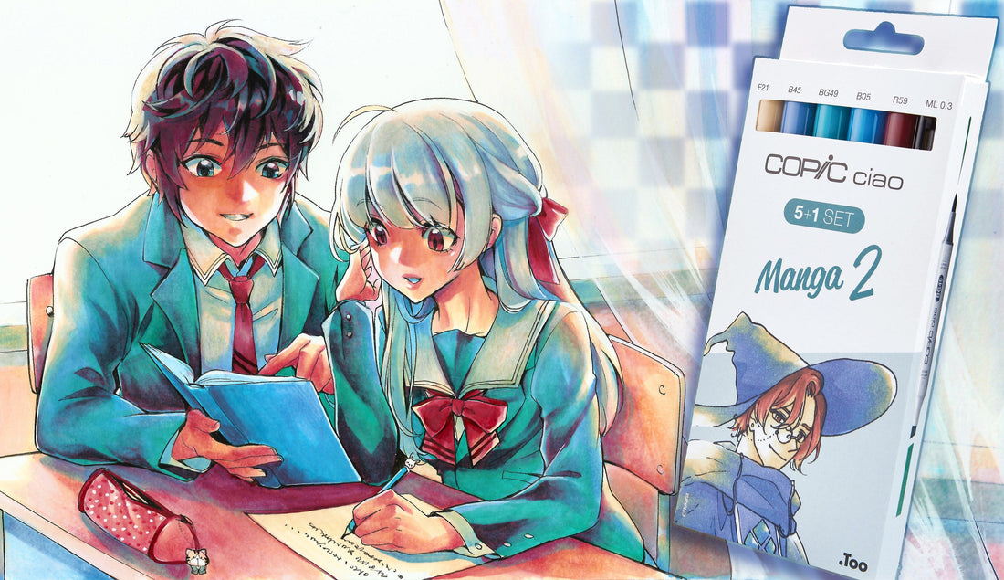 Illustrazione e foto del set Copic ciao 5+1 Manga 2